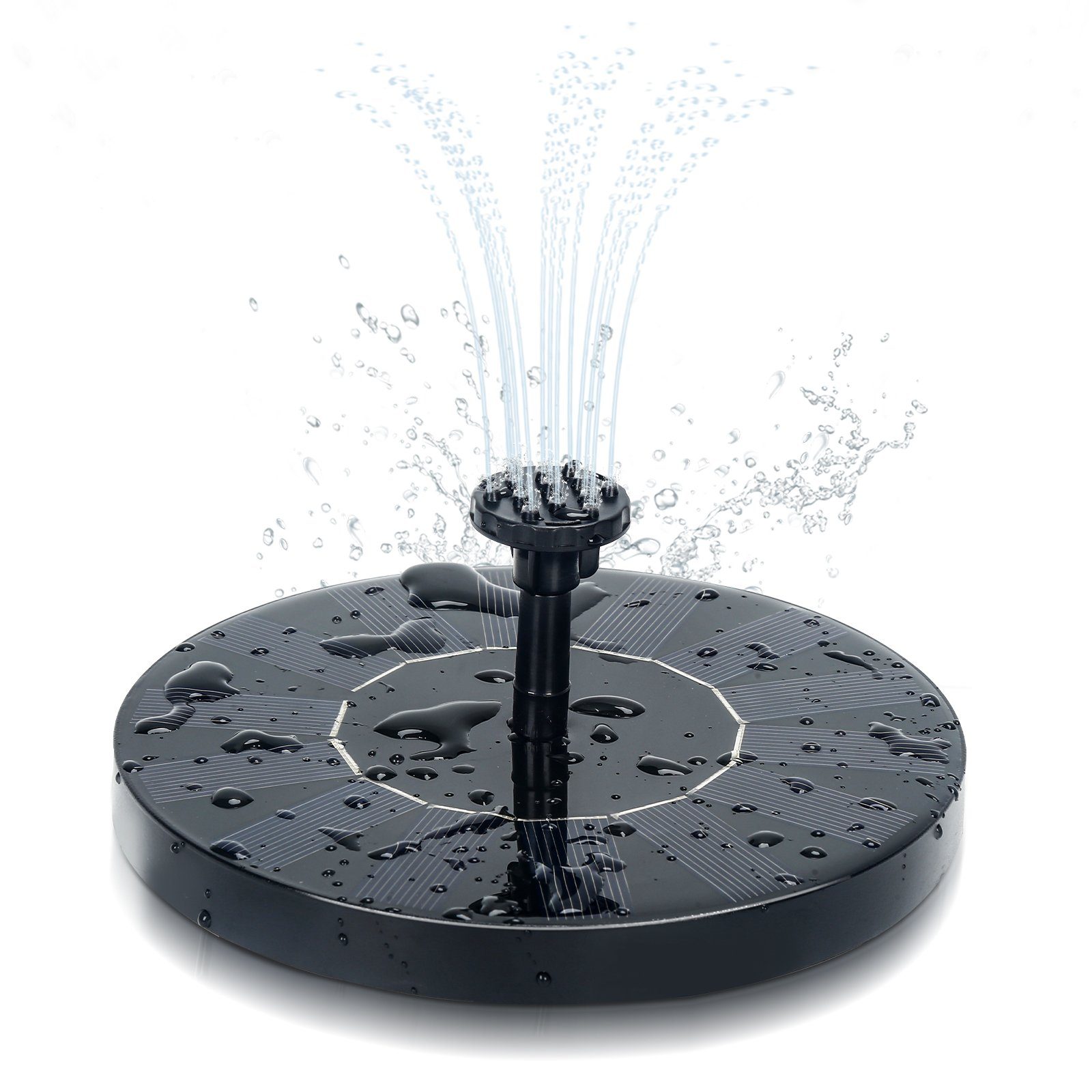 Clanmacy Gartenbrunnen SolarPumpe Solarbrunnen,Schwimmende Solarbrunnenpumpe mit 6 Brunnenstilen für den Garten, Solarwasserpumpe, Pumpe für Gartenteiche oder Vogeltränke 1.5W